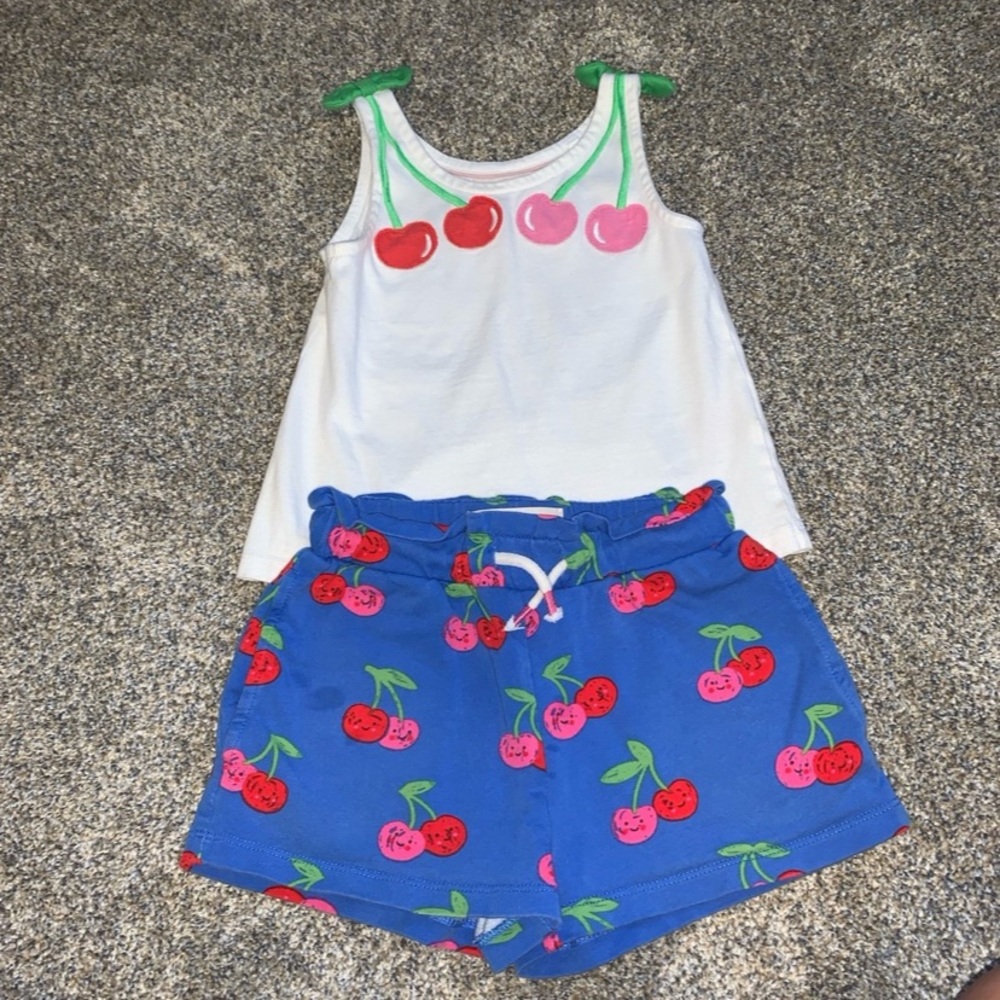 Mini Boden White and Blue Cherry Matching Set
